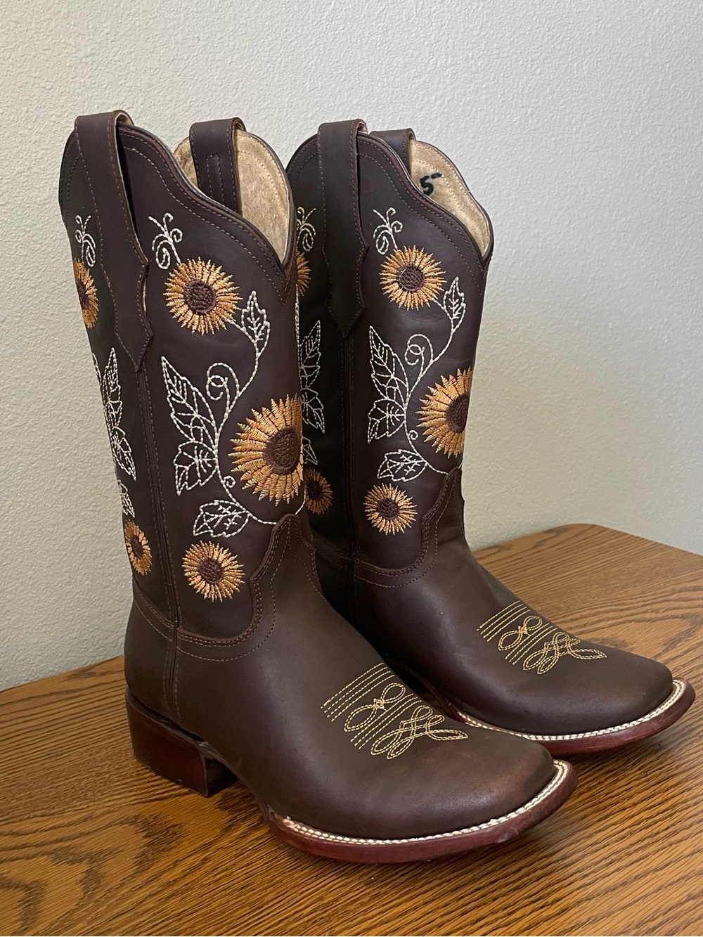 Sunflower Embroidered Cowboy Boots